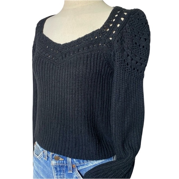 Saltwater Luxe Black Crochet Sweater Small - Picture 3 of 8